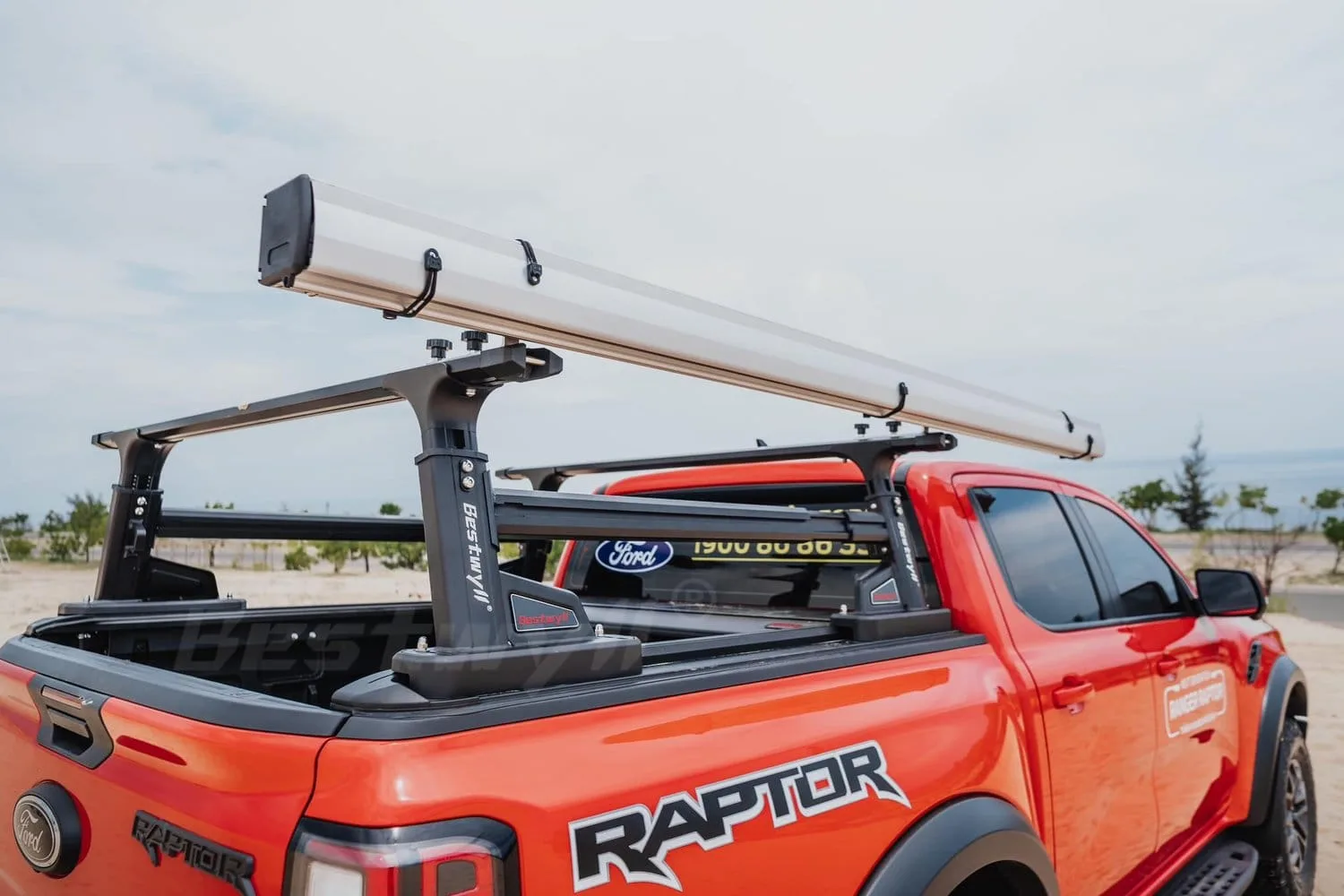Truck bed rack installed on Ford Raptor